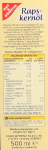 Gut und Günstig Raps Kernöl_Etikett