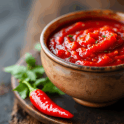 Frisch zubereitetes und selber gemachtes Adjika nach georgischem Rezept.