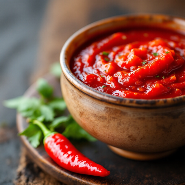 Frisch zubereitetes und selber gemachtes Adjika nach georgischem Rezept.