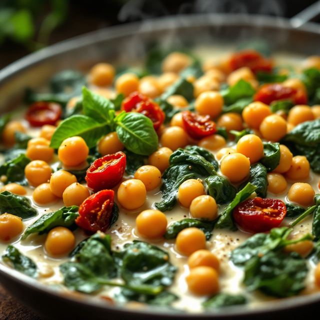High-Protein Kicherebsen-Spinat-Pfanne ist nicht nur gesund sondern auch super lecker.