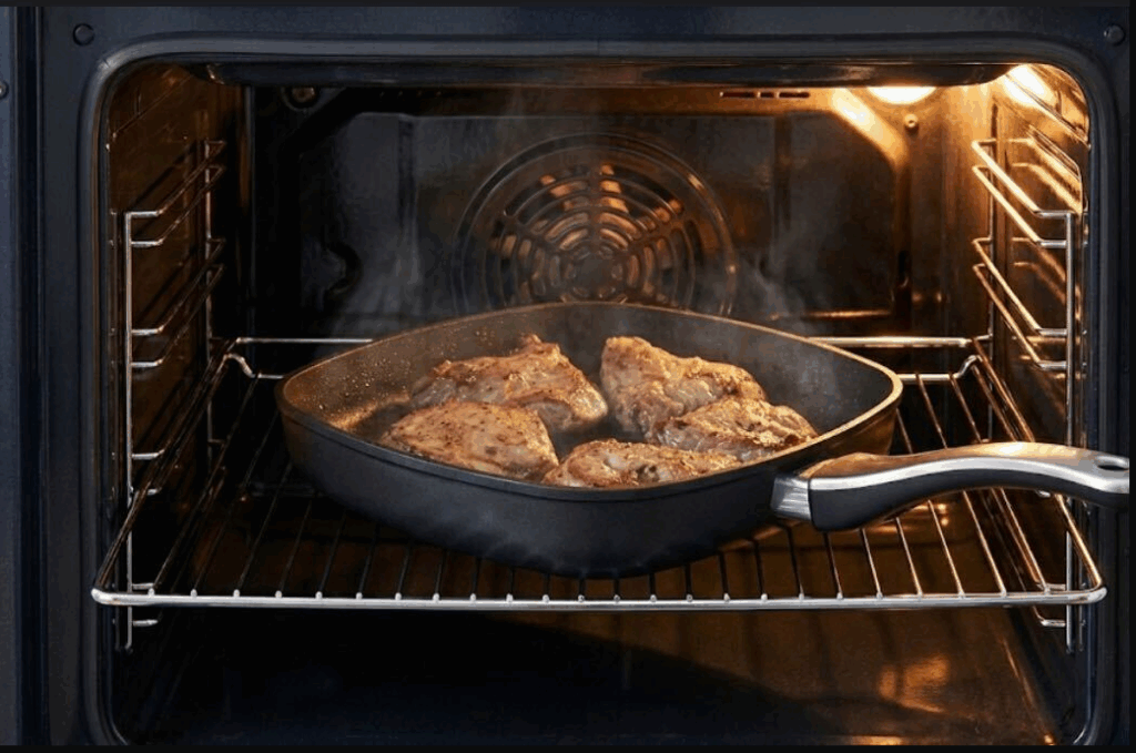 Die Harecker Pfannen können auch Backofen. Du kannst damit dein Gericht direkt vom Herd in den Ofen zum weiteren Backen geben.