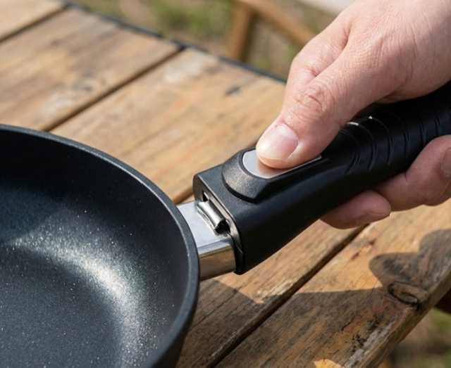 Harecker Pfanne mit abnehmbarem Stiel Klick-System für Camping