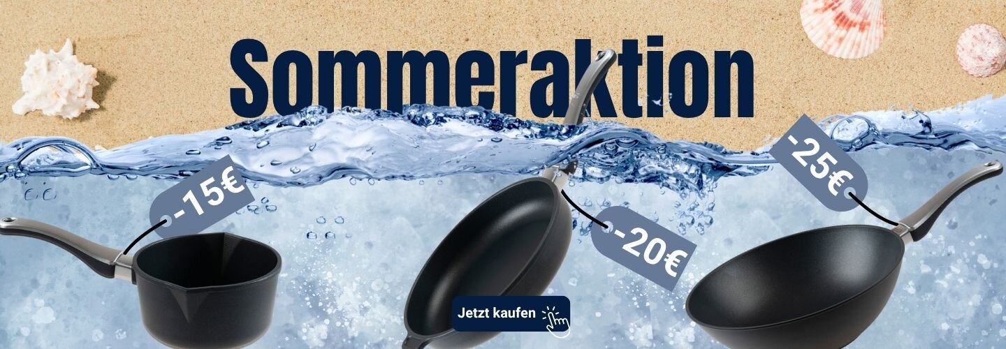 Sommeraktion 2025 mit exklusiven Rabatten auf Pfannen und Töpfe – bis zu 25 € sparen beim Kauf hochwertiger Küchenartikel