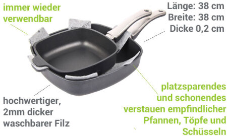 Pfannenschutz / Topfschutz aus robustem Filz ( 3 er Set )