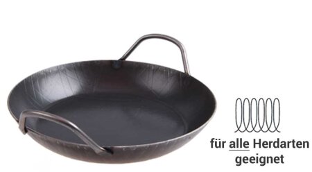 Eisenpfanne Servierpfanne tief Ø ca. 28 cm mit 2 Griffen, 69,90 EUR