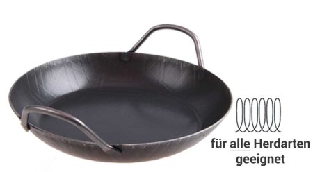 Eisenpfanne Servierpfanne tief Ø ca. 28 cm mit 2 Griffen