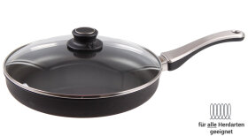 leichte flache Pfanne Induktion 28 cm X Lite mit Sicherheitsglasdeckel