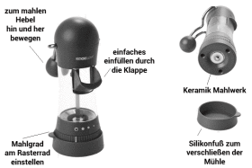 Gew&uuml;rzm&uuml;hle mit Silikonfu&szlig; taupe