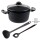 Premium-Kochtopf Sparset 4-teilig f&uuml;r alle Herdarten &ndash; mit Glasdeckel, Sch&ouml;pfkelle &amp; Backl&ouml;ffel anthrazit