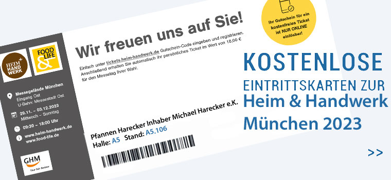 Gratis Eintrittskarte für die Messe Heim und Handwerk München (29.11. - 3.12.) 2 kostenlose Eintrittskarten